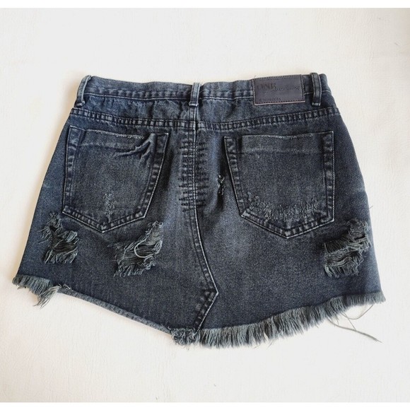 One Teaspoon Junkyard Mini Skirt Frayed Hem with Destroy - Size 25 Black - Picture 2 of 9